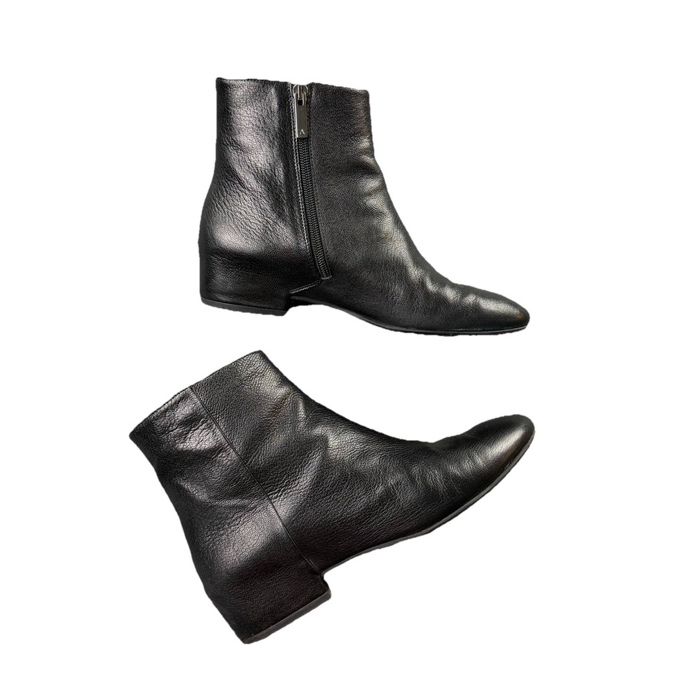 Aquatalia Italian Leather Ankle Boots Black Zip Comfort 8.5‎